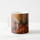 Mug Cockapou dans les feuilles d'automne automne autom (Devant gauche)