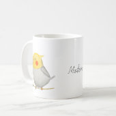Mug Cockatiel gris jaune mignon animal animal de compa (Devant gauche)