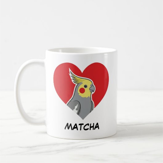 Mug Cockatiel Personalized Heart Gift (Gauche)