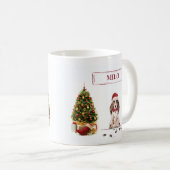 Mug Cocker Brown Spaniel drôle Chien de Noël avec arbr (Devant droit)