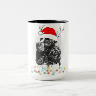 Mug Cocker de Noël Chien Espagnol Drôle Xmas Père Noël