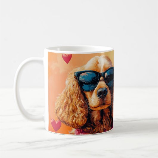 Mug Cocker Spaniel avec coeur Roses Saint-Valentin (Gauche)