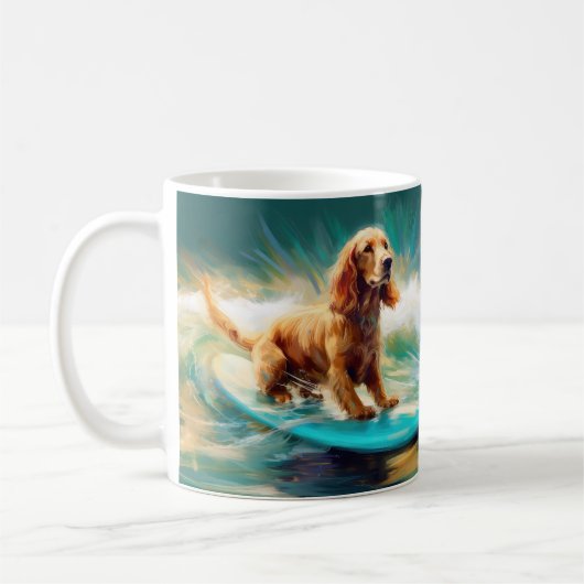 Mug Cocker Spaniel Beach Surf Peinture (Gauche)
