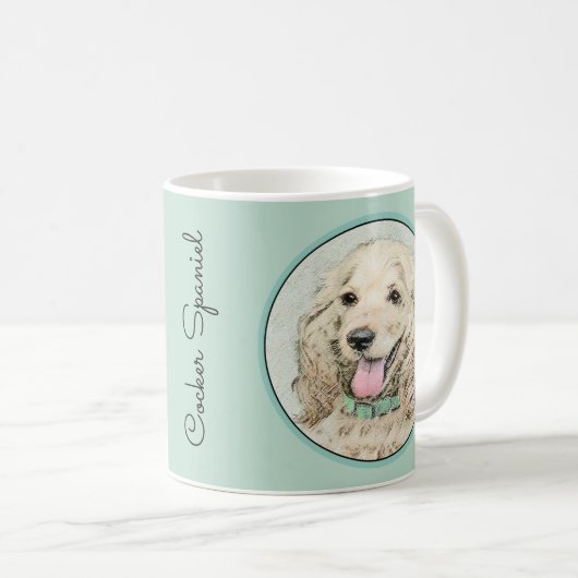 Mug Cocker Spaniel Buff Peinture - Art Chien original (Devant droit)