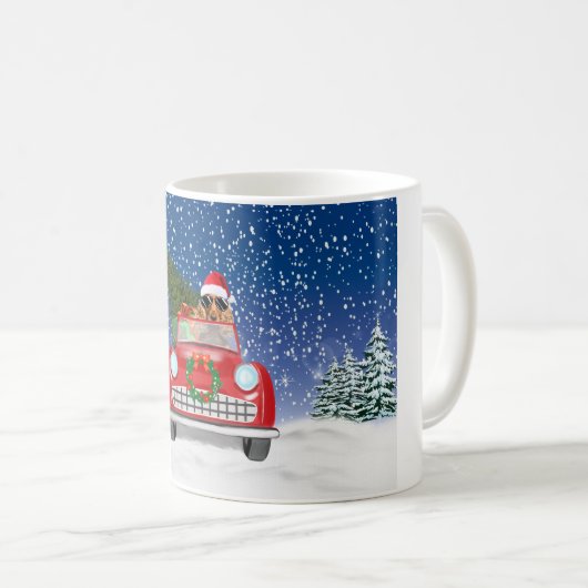Mug Cocker Spaniel Chien Conduite Voiture En Noël De N (Devant droit)