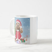 Mug Cocker Spaniel Chien en neige avec cadeaux de Noël (Devant gauche)