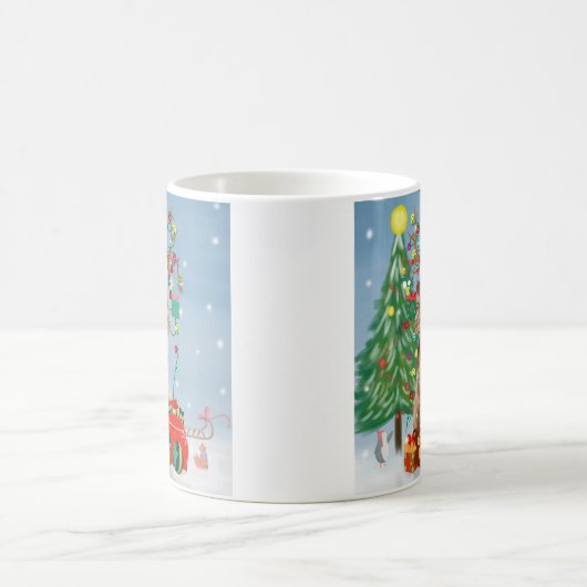 Mug Cocker Spaniel Chien en neige avec cadeaux de Noël (Centre)