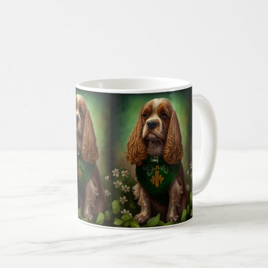 Mug Cocker Spaniel Chien en robe de fête St. Patrick (Devant droit)