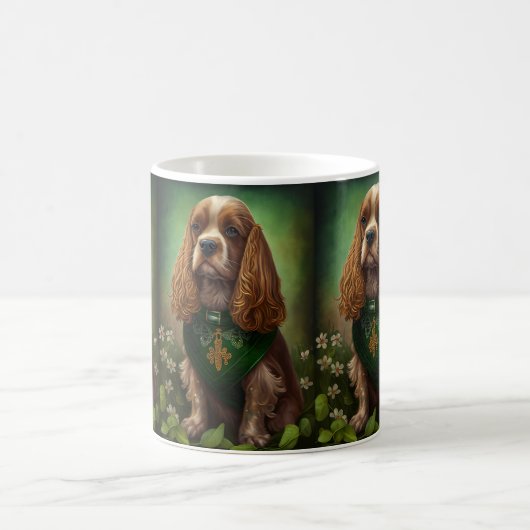 Mug Cocker Spaniel Chien en robe de fête St. Patrick (Centre)