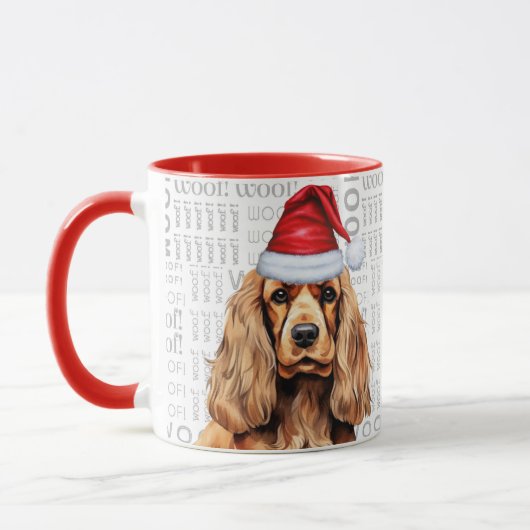 Mug Cocker Spaniel Chien Père Noël Woof Christmas (Gauche)