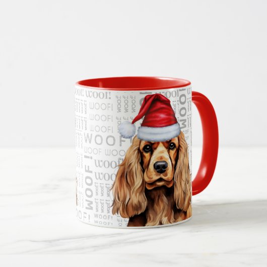 Mug Cocker Spaniel Chien Père Noël Woof Christmas (Devant droit)