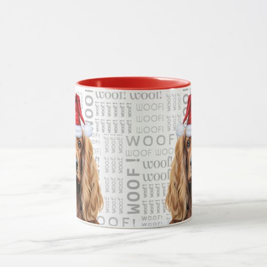 Mug Cocker Spaniel Dog Santa Woof Christmas (Centre)