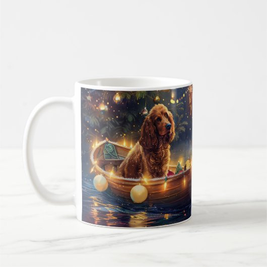 Mug Cocker Spaniel Noël Festive Voyage (Gauche)