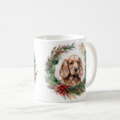 Mug Cocker Spaniel Noël Wreath Festive Pup (Devant droit)