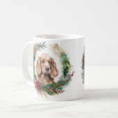 Mug Cocker Spaniel Noël Wreath Festive Pup (Devant gauche)