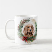 Mug Cocker Spaniel Noël Wreath Festive Pup (Gauche)