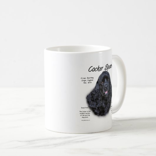 Mug Cocker Spaniel (noir) Histoire Design (Devant droit)