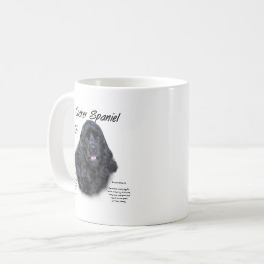 Mug Cocker Spaniel (noir) Histoire Design (Devant gauche)