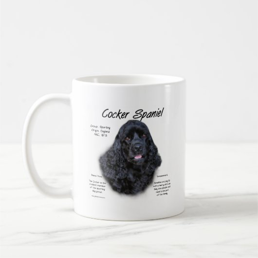 Mug Cocker Spaniel (noir) Histoire Design (Gauche)