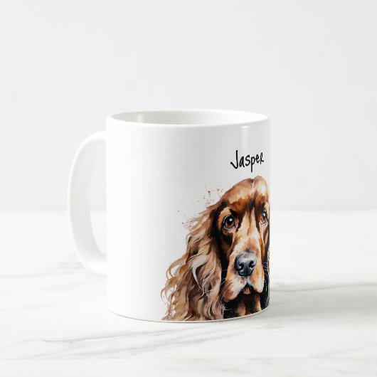Mug Cocker Spaniel Nom personnalisé (Devant gauche)