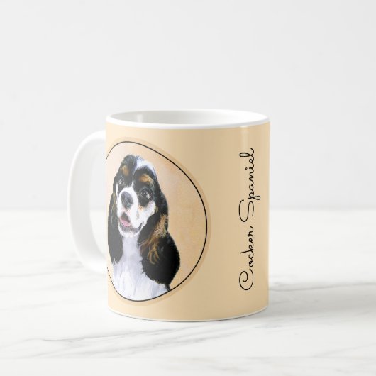Mug Cocker Spaniel (Parti) Peinture - Art original de  (Devant gauche)