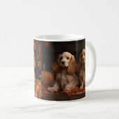 Mug Cocker Spaniel Puppy Automne Citrouille de plaisir (Devant droit)