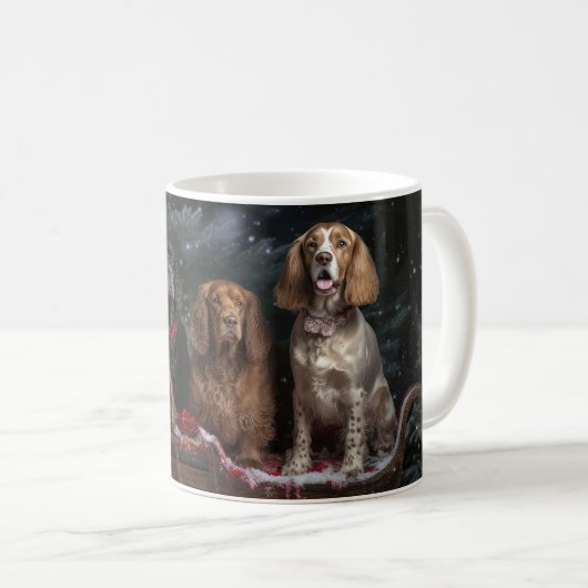 Mug Cocker Spaniel Snowy Sleigh Décor de Noël (Devant droit)