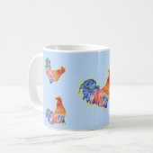 Mug Cockerel Rooster Rouge Drôle et Zones Bleues et Bl (Devant gauche)