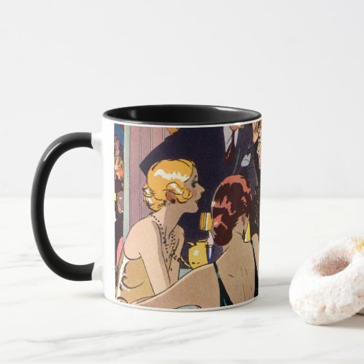 Mug Cocktail Art déco vintage à la discothèque (Avec donut)