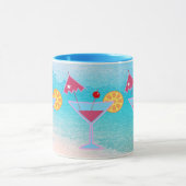 Mug Cocktail rose et bleu tropical Mer Abstraite (Centre)