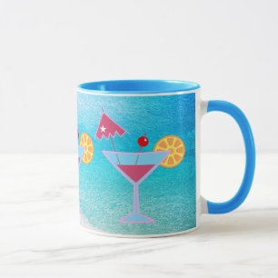 Mug Cocktail rose et bleu tropical Mer Abstraite