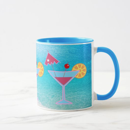Mug Cocktail rose et bleu tropical Mer Abstraite (Droite)