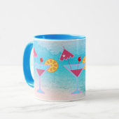 Mug Cocktail rose et bleu tropical Mer Abstraite (Devant gauche)
