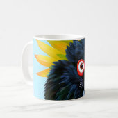 Mug Coco noir avec plumes jaunes (Devant gauche)