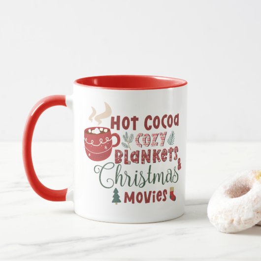 Mug Cocoa chaud Couvertures douillettes et films de No (Avec donut)