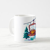 Mug Cocoa Chaud Télésiège Art d'Hiver (Devant gauche)