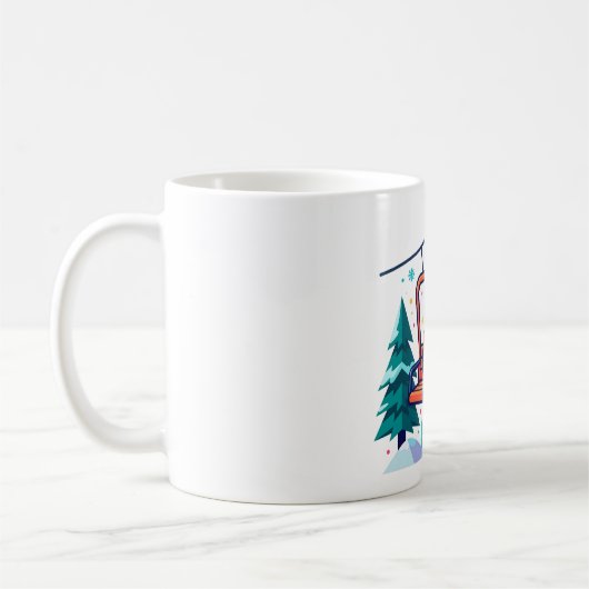 Mug Cocoa Chaud Télésiège Art d'Hiver (Gauche)