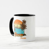Mug Cocoa Floride Plage Vacances d'été Palmier Coucher (Devant gauche)