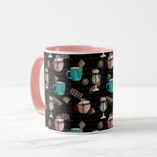 Mug Cocoa marshmallow chocolat chaud script de bonbons (Devant gauche)