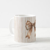 Mug Cocoa noeud marron crème rayures (Devant gauche)