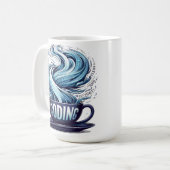 Mug Codage bleu ton Café Numéros binaires Programmateu (Devant gauche)