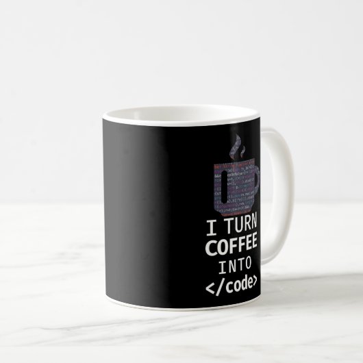 Mug Codage Programmeur Je Transforme Le Café En Code (Devant droit)