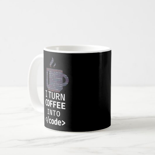 Mug Codage Programmeur Je Transforme Le Café En Code (Devant gauche)