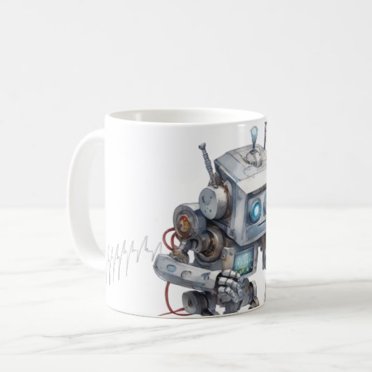 Mug Codage robot mignon à l'aide d'un portable (Devant gauche)