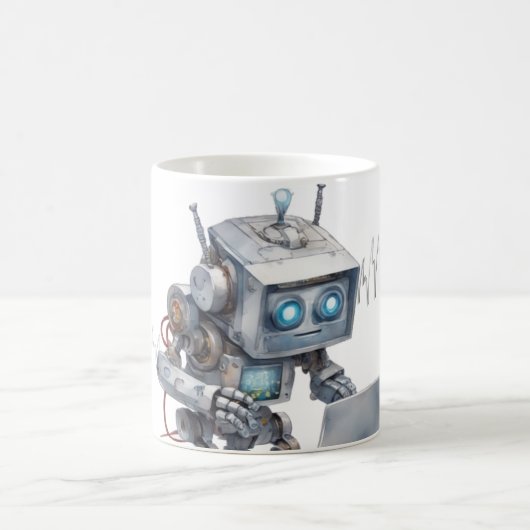 Mug Codage robot mignon à l'aide d'un portable (Centre)
