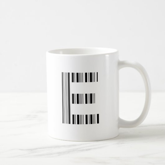 Mug CODE À BARRES DE LA LETTRE E Première initiale Mod (Droite)