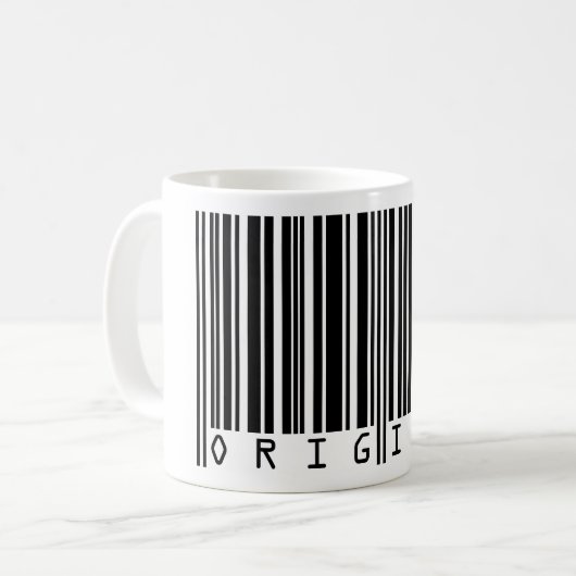 Mug Code-barres de conception de texte ORIGINAL (Devant gauche)