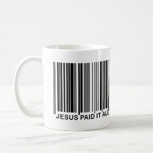 Mug Code-barres UPC de salut chrétien Jésus a payé tou