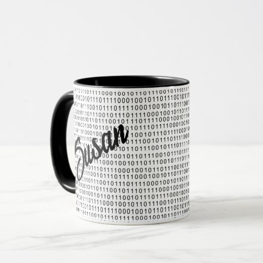 Mug Code binaire bandes blanches noires (Devant gauche)