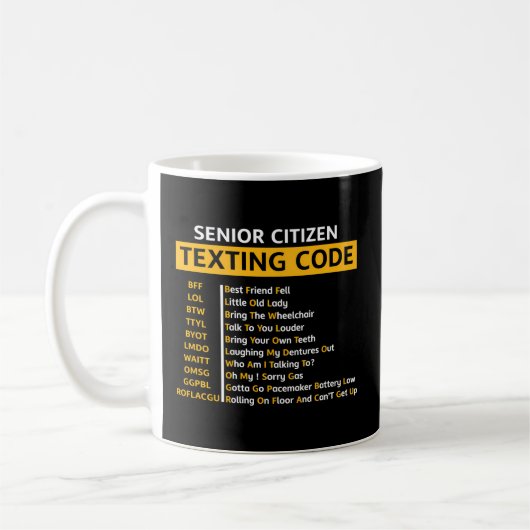 Mug Code de SMS pour les seniors Grand-père grand-mère (Gauche)